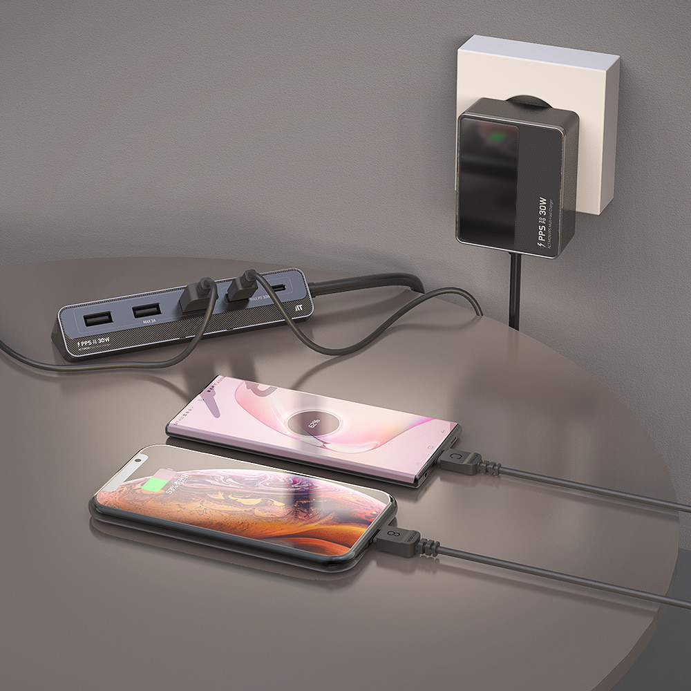[ACTIMON 액티몬] 가정용 30W 초고속 5구충전기 USB포트3구+C포트2구